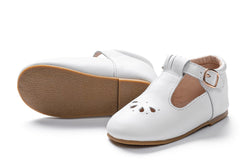Leather T-Bar | Color 'Snow White' | Hard Sole