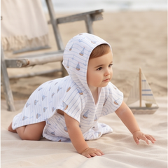 Personalized Sailboat Hooded Towel Poncho