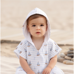 Personalized Sailboat Hooded Towel Poncho