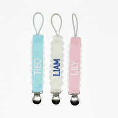 Premium Pacifier Clip with Custom Embroidery | Soft Ribbon & Stainless Steel Clip