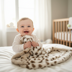 Snow Lynx Pattern Minky Baby Blanket | Luxe Textured Baby Blanket