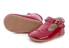 Patent Leather T-Bar | Color 'Ruby Red' | Soft Sole